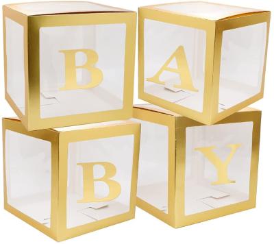 China 4 Recyclable Clear Balloon Boxes Decorated Baby Letter Baby Shower Decorations, Gender Display, Birthday Party Background for sale