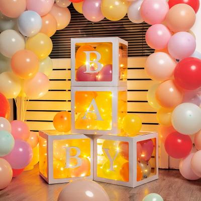 China Recyclable Baby Shower Balloon Box 4 Clear Balloon Blocks, Gender Reveal Balloons Baby Shower Birthday Party Decorations for sale