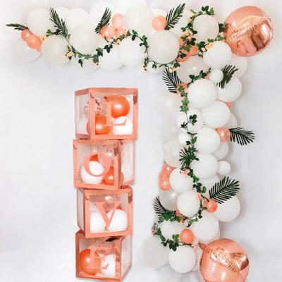 China Recyclable Rose Gold Baby Shower Boxes Party Decorations Baby Shower Decorations for Girl Clear Balloon Boxes with Letters for Baby for sale