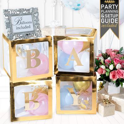 China Trendy New Gold Baby Box Set Includes 4 Balloons, 26 Alphabet + BABY For Gender Display Baby Showers for sale