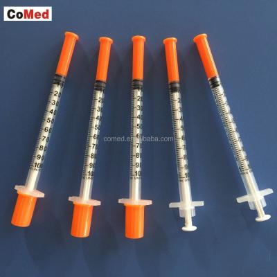 China Competitive Price 1ml Disposable Wholesale Disposable Insulin Syringe With Direct Needle for sale