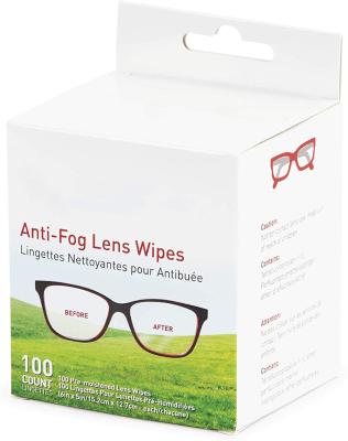 China Lens Cleaning Natural Formula Single Pack Long Lasting Pre-Moistened Anti-Fog Lens Cloths for sale