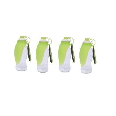 China Superdesign viable factory direct hotsale for 4pcs/pack 500ml green color silicone FOIL travel dog water bottle portable pet bottles for sale