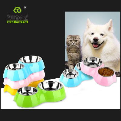 China Hotselling Sustainable Multi Color Double Cat Dog Bowls for sale