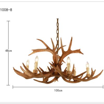 China Hot Sale American Village Country Style Hotel Decoration Retro Resin Antlers Chandeliers for sale