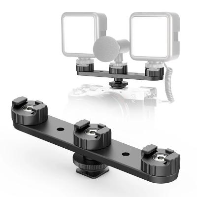 China Ulanzi PT-23 Plastic Triple Shoe Mount Bracket DSLR SLR Camera Monitor Mount Smartphone Vlog Cold Bracket for sale