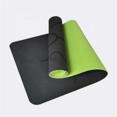 China Custom Eco-Friendly Waterproof Yoga Mats With Alignment Lines Logo Print Tape Strap Waterproof Floor Non-Slip for sale