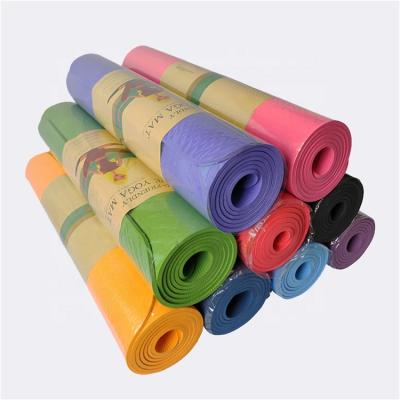 China Low MOQ 6mm custom logo fast shipping skyblue tpe tapete mat exercise eco-friendly yoga mat durable with carrying strap for sale