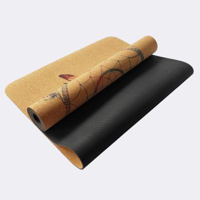 China Yoga Premium No Smell Eco Friendly Improved Non Toxic Custom Printed For All Type Yoga Pilates Yoga Mat Natural Rubber Cork Type for sale