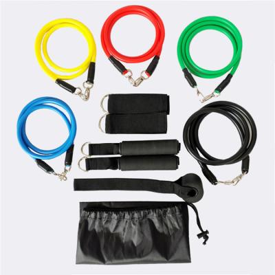 China Durable Custom Logo Workout Training Tubes Exercise 11 Pcs Latex Resistance Bands Adjustable Elastic Set for sale