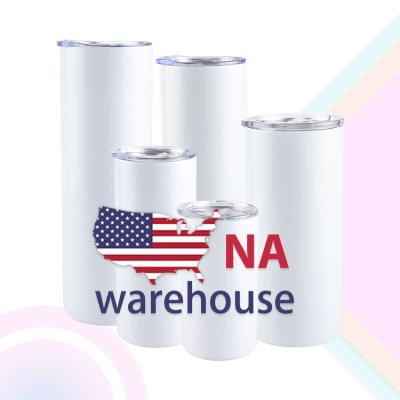 China USA Warehouse 12oz 15oz 20oz 22oz 30oz Durable Double Wall Vacuum Insulated Sublimation Blanks Stainless Steel Straight Tumbler for sale