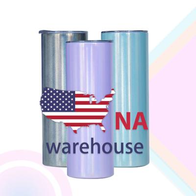 China Disposable USA Warehouse 20oz Stainless Steel Wall Ombre Shimmer Sublimation Glitter Double Tumbler Fast Shipping for sale