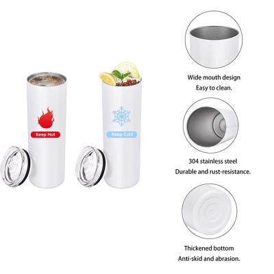 China Sustainable Vacuum 20 oz White Stainless Steel Sublimation Tumbler Straight Empty Mug / 30 oz With Straws for sale