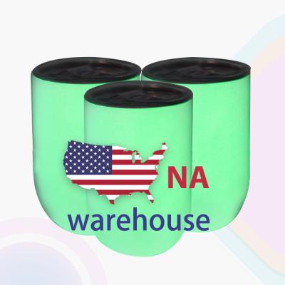 China Disposable US Store Stainless Steel Double Wall Green Glow In The Dark 12oz Sublimation Straight Edge Wine Tumbler for sale