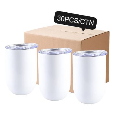 China Viable USA Overseas Warehouse Free Shipping 12oz Stainless Steel Vacuum Insulation Straight Sublimation Masks Wine Tumbler for sale