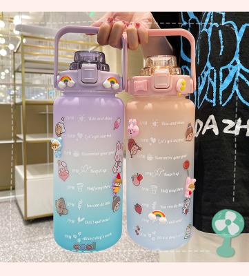 China New Designs 64oz Large Capacity Workout Sustainable Motivational Water Bottle Half Gallon Water Bottle With Stickers for sale