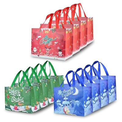 China Large Christmas Reusable Custom Made Reusable Logo Tote Bags For Gift Non Woven Shopping Bags Eco for sale