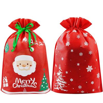 China Promotion Reusable Reusable Foldable Nonwoven Fabric Bags Christmas Gift Custom Small Drawstring Bags for sale