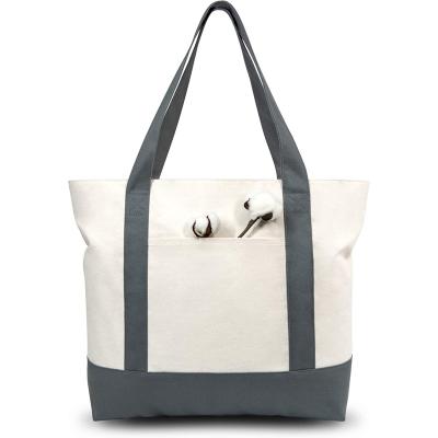 China Simple Tote Bag Shopping Bag Reusable Cotton Eco-Friendly Promotional Canvas Large Shopping Bag Cotton With Pockets for sale