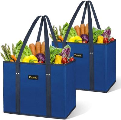 China High Quality Handled Polyester Portable Waterproof Grocery Bag Reusable Foldable Shopping Tote Bag for sale