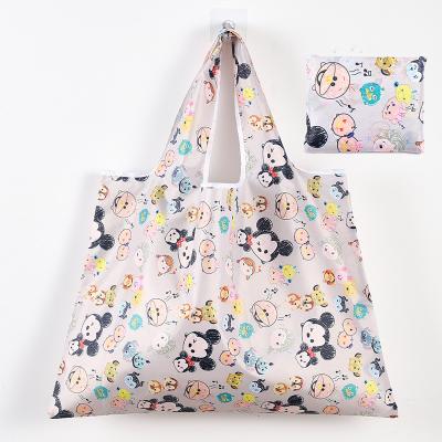 China Large Large Custom Made Reusable Full Color Printed Foldable Shopping Bag Good Quality Eco-friendly Shopping Bags Polyester for sale