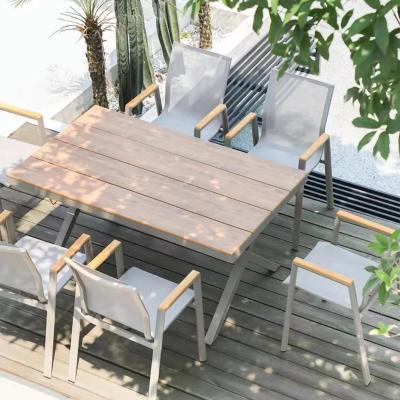 China Modern Outdoor Aluminum  table with waterproof patio furniture outdoor hotel resort leisure garden dinner sets for sale