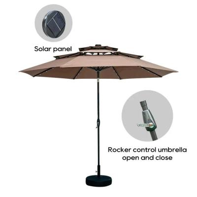 China Modern Solar Advertising Villa Outdoor Sunshade Garden Leisure umbrella courtyard LED lamp beads with lights double banana umbrella for sale