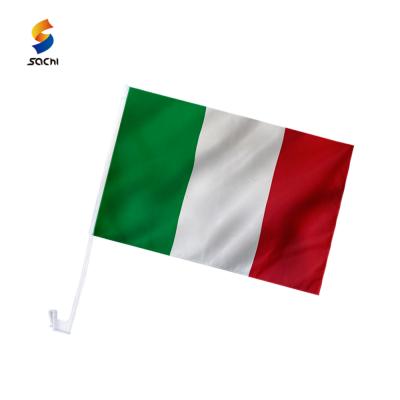 China Light Weight Cheap Custom Made Italian Green Polyester Holiday Banner Pennant Flags Car Window Red White Italy Flag With Plastic Poles for sale