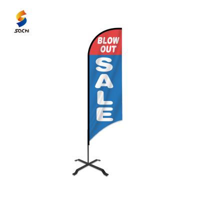 China Custom Outdoor Advertising Display Beach Flag With Double Fiberglass Poles Exterior Sides Feather Teardrop Flags For Advertising for sale