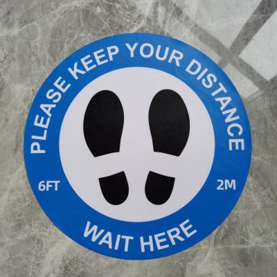 China Weather Resistant Social Distancing Safety Sign Keep Distance Floor Sticker Warning Decals Line for sale