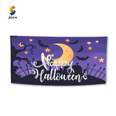 China Party Decoration Large Format Happy Halloween Banner Hanging Polyester Used Banner New Year Christmas Party Decor Supplies Indoor Outdoor Yard Banner for sale