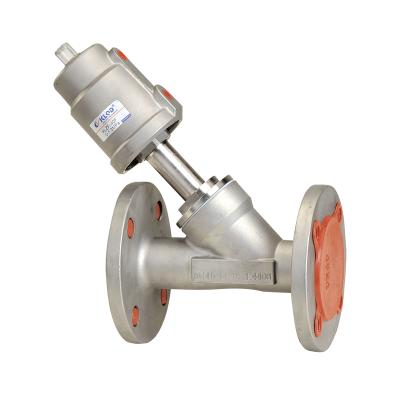 China General 2/2 Way Piston Operated Flange Stainless Steel Angle Seat Pneumatic Valve for sale