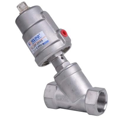 China General 2/2 Way Piston Operated Stainless Steel Thread Pneumatic Angle Seat Valve for sale