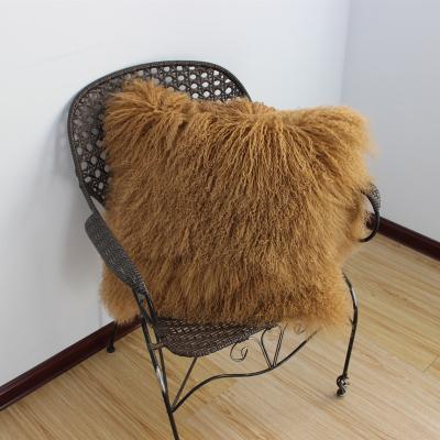 China Wholesale Customized Real Mongolian Lamb Fur Pillow Eco - Friendly Size And Color for sale