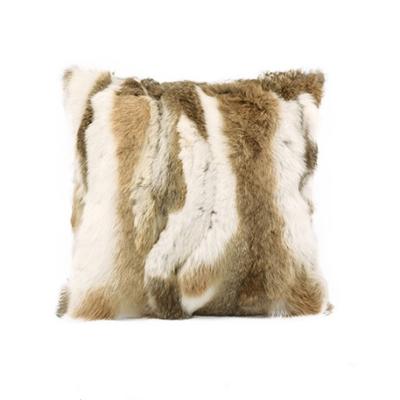 China 100% Real Eco-friendly Good Quality Natural Color Rabbit Fur Pillow for sale