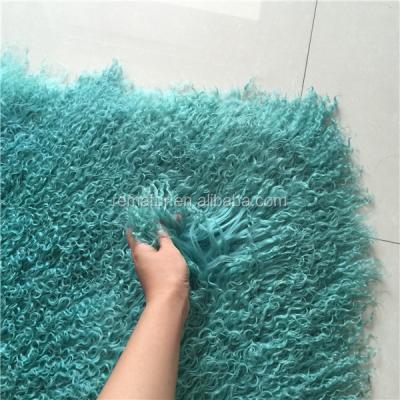 China Auto Upholstery Large Kalgan Curly Mongolia Lamb Fur Plate / Long Curly Hair Lamb Fur Plate for sale