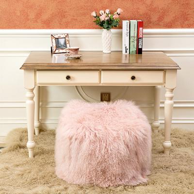 China Eco-friendly Pink Color Hot Sale Mongolian Curly Sheep Fur Chair Cover for sale