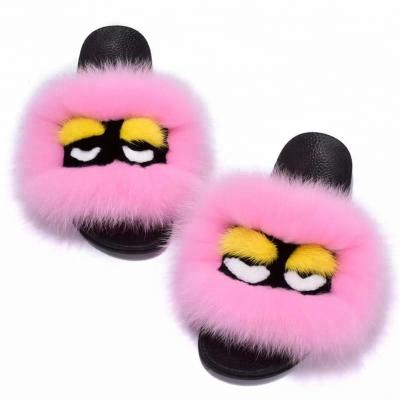 China Comfortable Warm Sale Spring Summer Autumn Winter Slippers Women Real Fox Fur Slides for sale