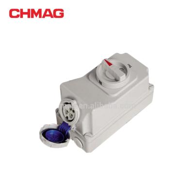 China Chmag 16A 32A 220-240V 3P IP67 Industrial Connector Interlock Switch Socket for sale