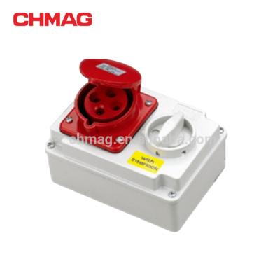 China Chmag 16 32A 380-415V 4P IP44 Industrial Connector Coupling Switch Socket for sale