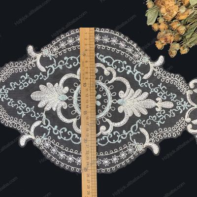 China Other Customized Brand New Mesh Embroidery Lace Fabric Applique For Home Textile Tablecloth Clothes for sale