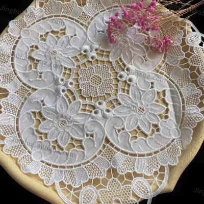 China Others 2021 Customized Good Quality Sale White Water Soluble Embroidery Guipure Lace Fabric For Home Textile Clothes for sale