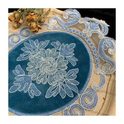 China 2021 Viable Beaded 100% Cotton Swiss Dry Polyester Voile Embroidery Lace Fabric Custom Made for sale