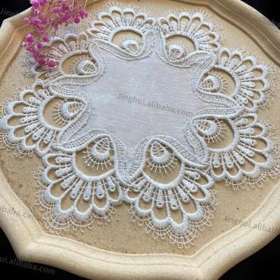 China Other Latest Best Price Customized Water Soluble Eyelash Trim White Guipure Lace Fabric For Home Textile Nigerian African for sale