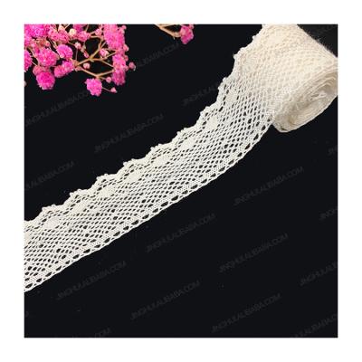 China Bridal Wedding Accessories Viable Off Shoulder Cotton Lace Dress Custom White Guipure Lace Trim for sale