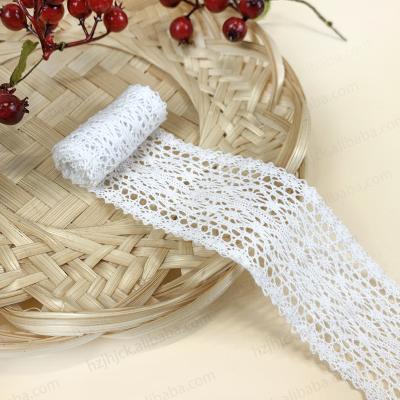 China Wholesale Custom Viable High Quality Hot Selling Elastic Guipure Lace Trim Cotton Stretch White Trim for sale