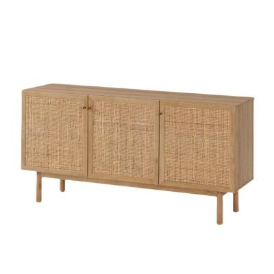 China Retro Solid Wood Living Room TV Cabinet Nordic Metal Storage Cabinet (The Other) Rattan Adjustable Furniture Sideboard for sale