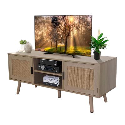 China Adjustable Custom Living Room TV Furniture Wooden Table (Other) Rattan TV Cabinet Stand 50