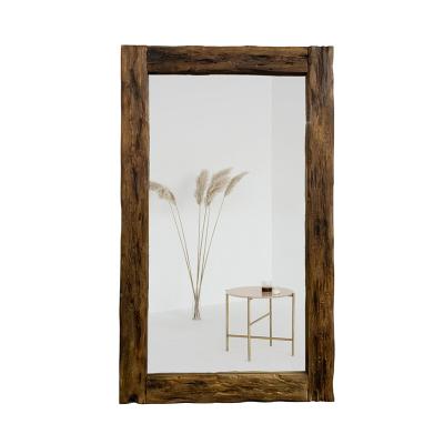 China Art Decor Vintage Rustic Solid Full Wood Trim Mirror Oversized Wall Floor Body Mirror for sale