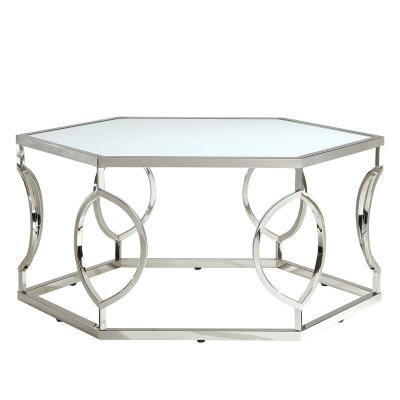 China Wholesale Modern Convertible Coffee Table Large Metal Frame Mirror Glass Tea Table For Living Room for sale